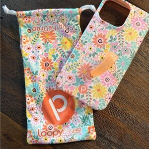 Iphone 14 Pro Max (6.7 screen) Loopy Case “Floral Burst” Strap Phone Case